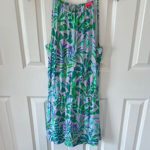 Lilly Pulitzer Tropical Leaf Print Sleeveless Romper Dress